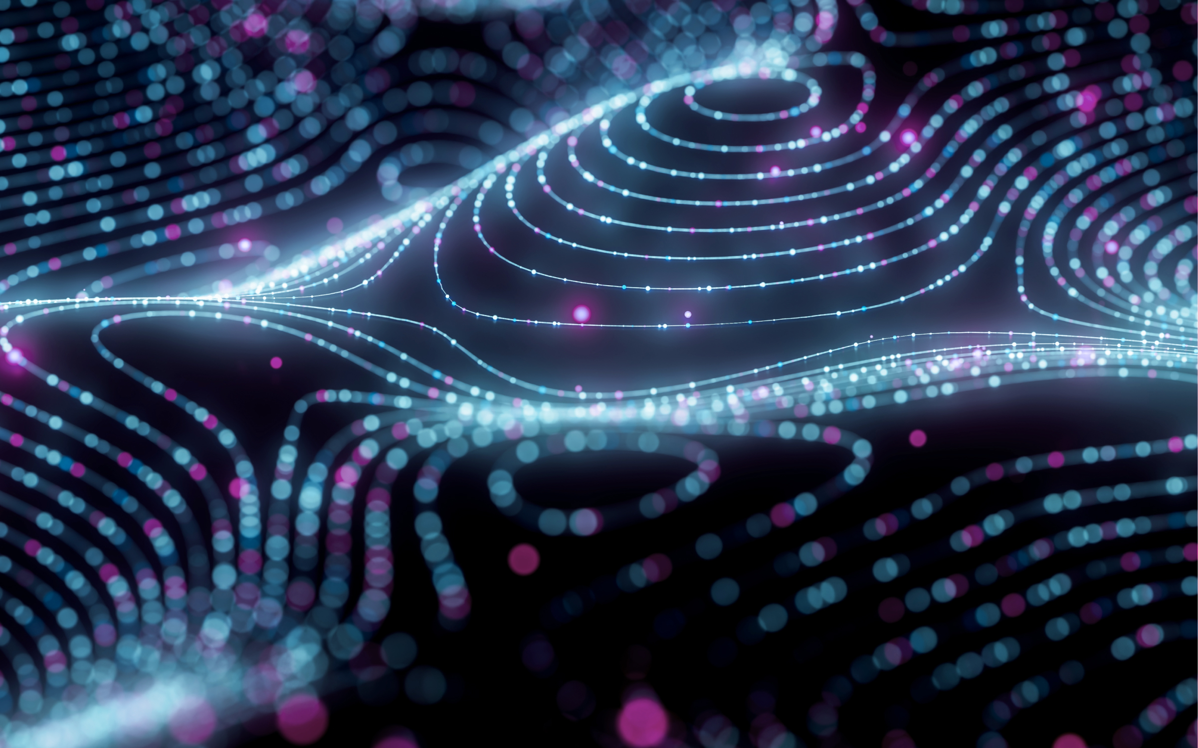 Digital blue and purple pathways intersect and overlap.
